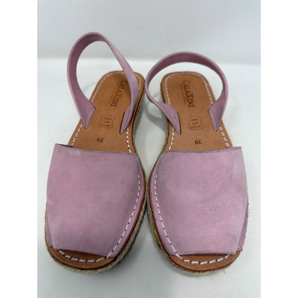 Calaxini‎ Lavender Leather Espadrille Wedge Sandals Made in Spain Sz 39 Peep Toe - Picture 3 of 9